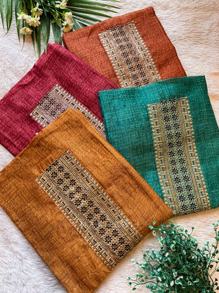 Aarvika Blue Dress Material with Embroidery