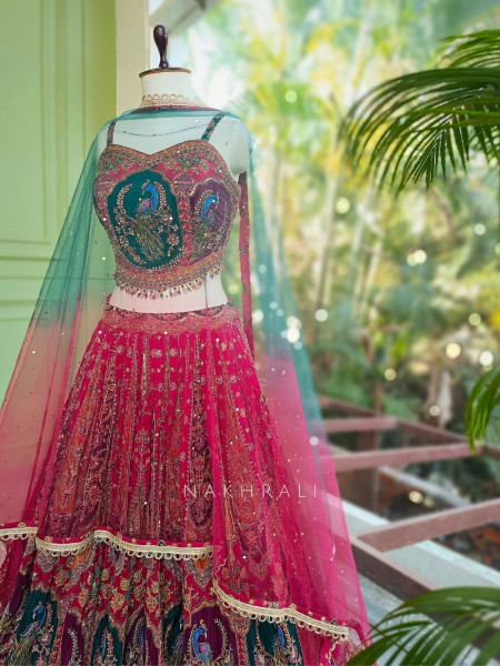 Madhuram Multicolor Printed Indo Western Lehenga with Sequin Embroidery