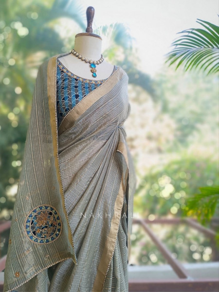 Ruvika Green Saree with Readymade Blouse