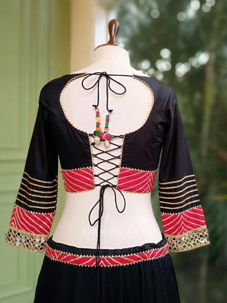 Garba Glam Black Crop Top Lehenga- Dandiya Diva Collection