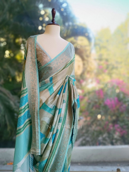 Arelia Blue Art Silk Saree with Woven Border