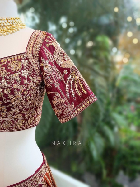 Aaranya Maroon Lehenga with Zari and Sequin Work