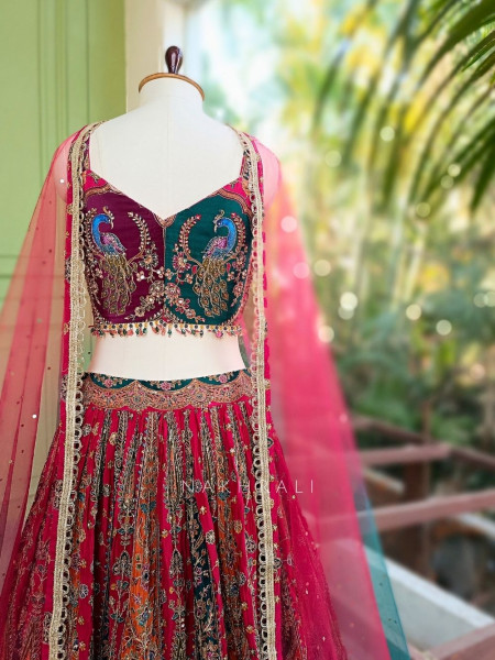 Madhuram Multicolor Printed Indo Western Lehenga with Sequin Embroidery