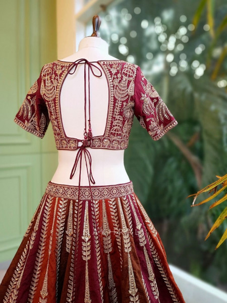 Aaranya Maroon Lehenga with Zari and Sequin Work
