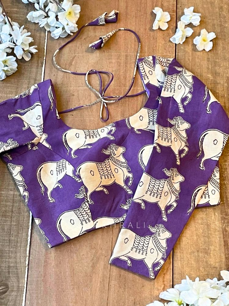 Image of Nandi Purple Cotton Printed Blouse