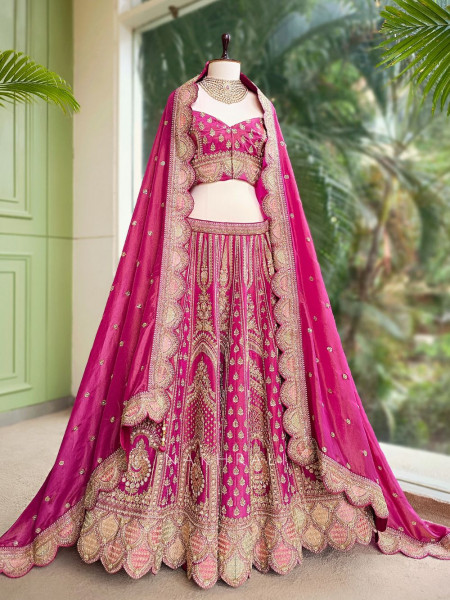 Isolara Purple Silk Bridal Lehenga with Heavy Embroidery
