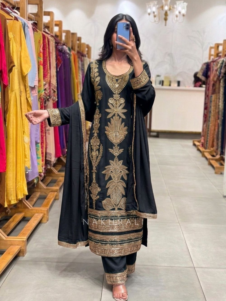 Image of Sitara Noor Gota Patti Ensemble Black Suit Set