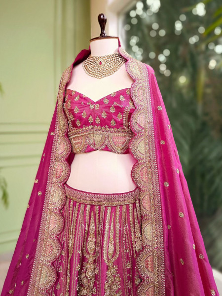 Isolara Purple Silk Bridal Lehenga with Heavy Embroidery