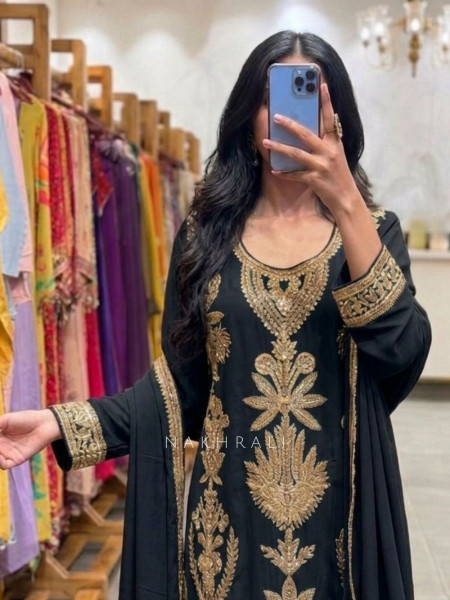 Sitara Noor Gota Patti Ensemble Black Suit Set