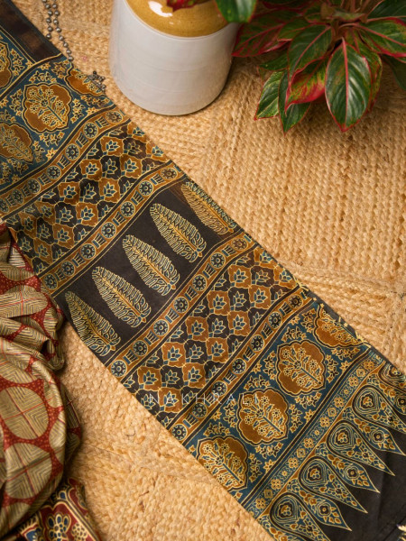 Ishq Pech Blue Cotton Silk Printed Saree