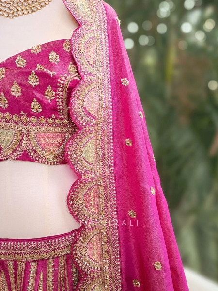 Isolara Purple Silk Bridal Lehenga with Heavy Embroidery
