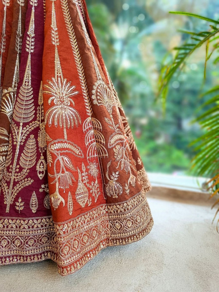 Aaranya Maroon Lehenga with Zari and Sequin Work