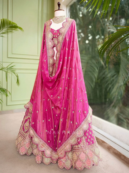 Isolara Purple Silk Bridal Lehenga with Heavy Embroidery