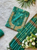 Aarvika Blue Silk Dress Material with Zari &amp; Sequin Neck Work