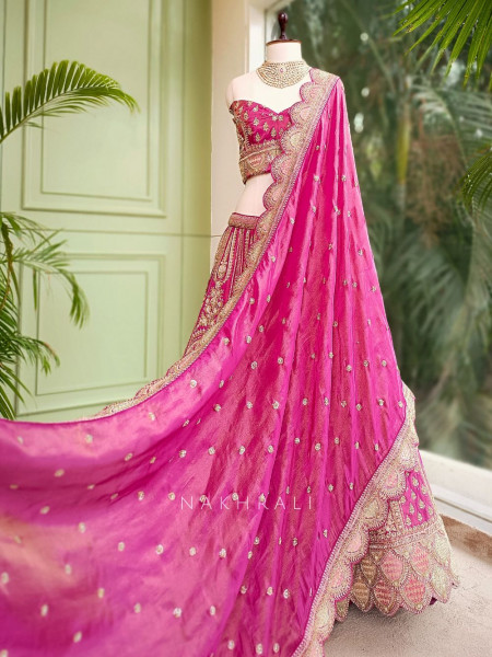Isolara Purple Silk Bridal Lehenga with Heavy Embroidery