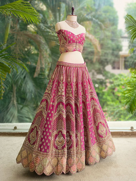 Isolara Purple Silk Bridal Lehenga with Heavy Embroidery