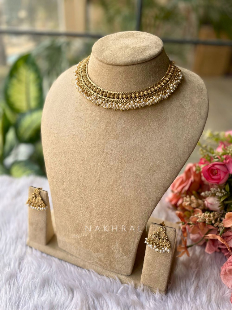 Image of Anika Golden Pearl Choker Set