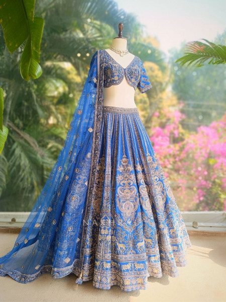 Rivara Blue Lehenga Set with Gota and Zari Work