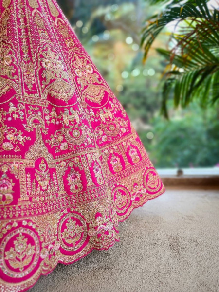 Rudrabha Magenta Bridal Lehenga with Zari & Sequin Work