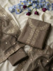 Virelle Brown Embroidered Dress Material with Sheer Dupatta