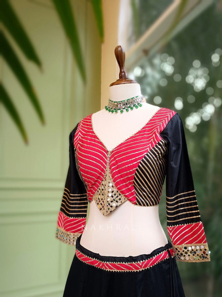 Garba Glam Black Crop Top Lehenga- Dandiya Diva Collection