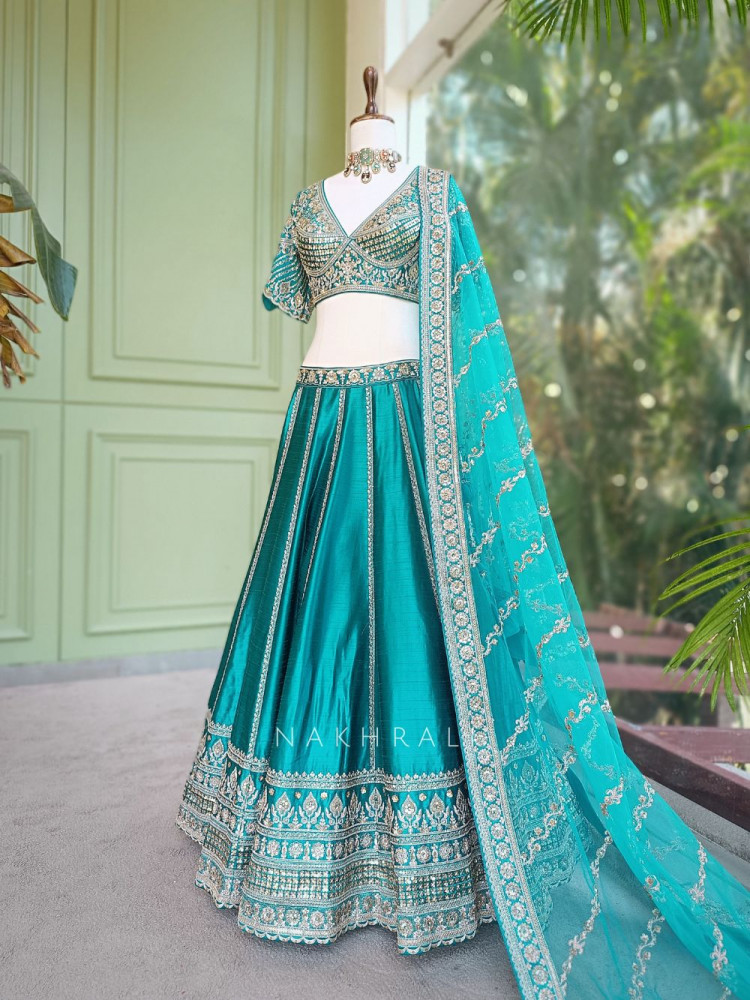 Image of Rupanjali Rama Lehenga Set with Heavy Embroidery and Sequin Work