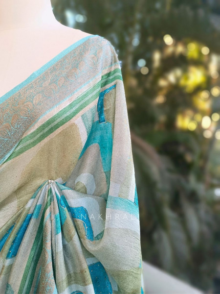 Arelia Blue Art Silk Saree with Woven Border