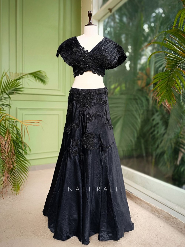 Image of Midnight Enchant Black Indo-Western Set