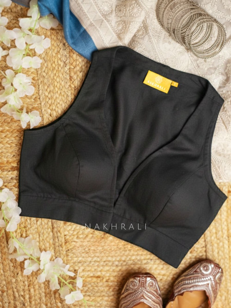 Madame Chic Black Cotton  Blouse