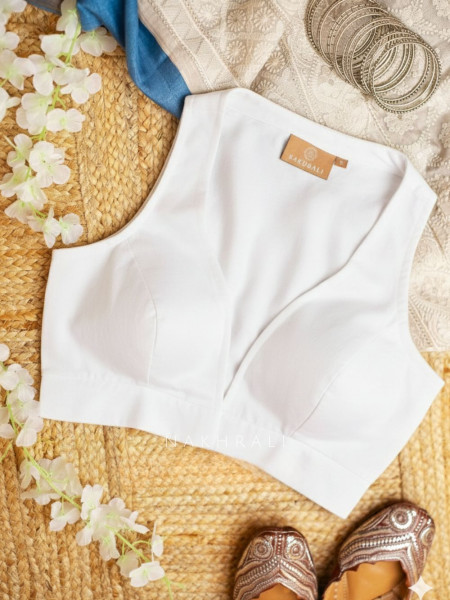 Madame Chic White Solid Cotton Blouse