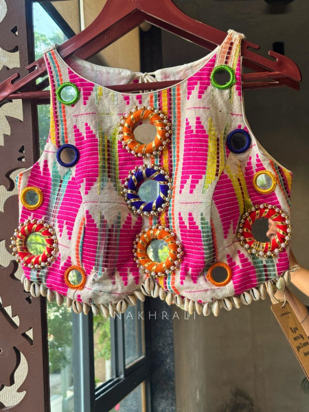 Darpan Pink Mirror Work Blouse