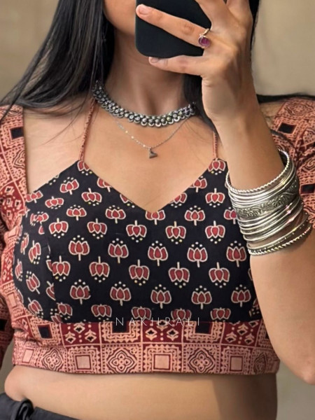 Jalsa Black Cotton Chaniya Choli with Gota Detailing