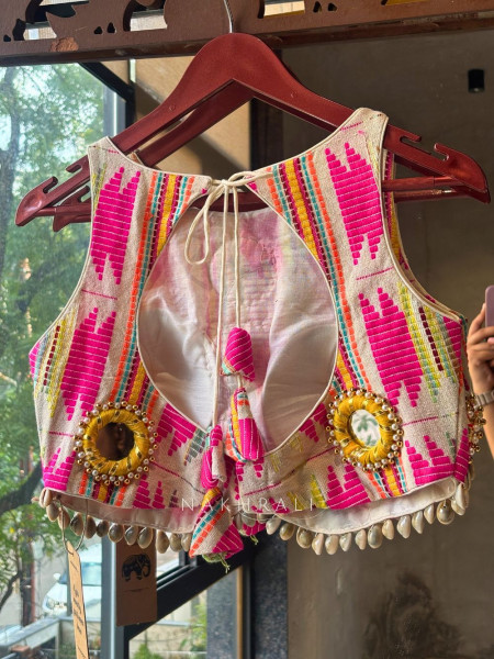 Darpan Pink Mirror Work Blouse