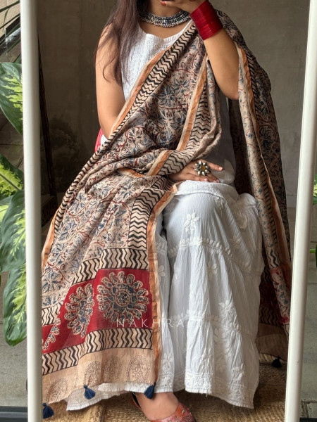 Prem Kalamkari Maheshwari Dupatta