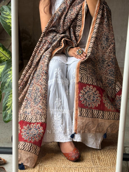 Prem Kalamkari Maheshwari Dupatta