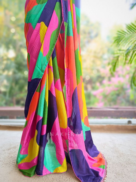 Colorwave Multicolor Printed Saree with Embroidered Jacket Set