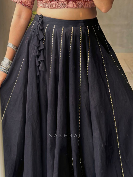 Jalsa Black Cotton Chaniya Choli with Gota Detailing