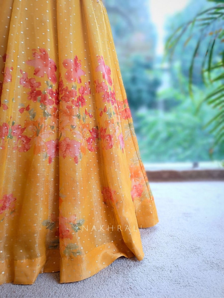 Sunhera Yellow Silk Kurta & Skirt Set with Zari Zardozi Work