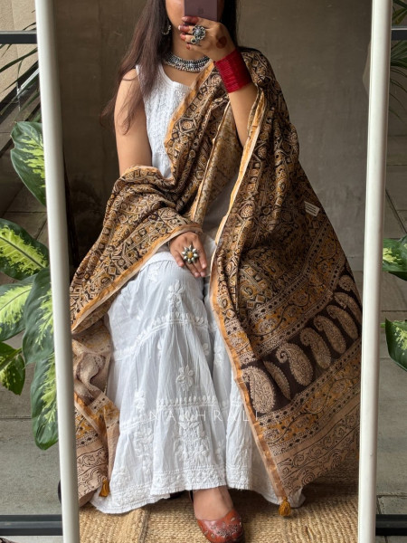 Prem Kalamkari Maheshwari Dupatta