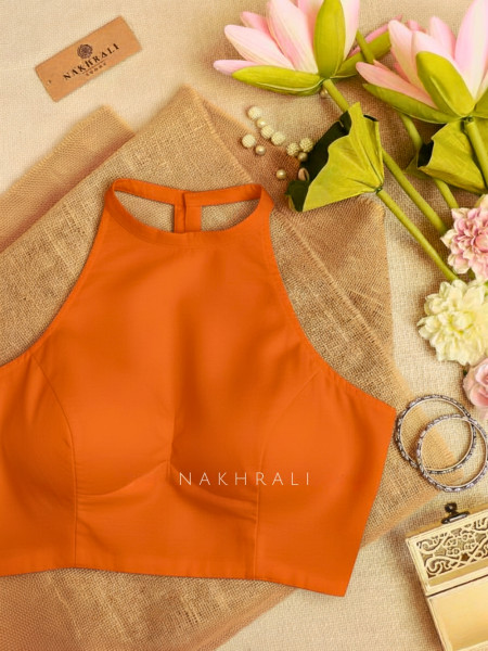 Diva Orange Cotton Solid Blouse