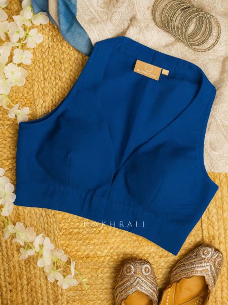 Madame Chic Blue Cotton Blouse