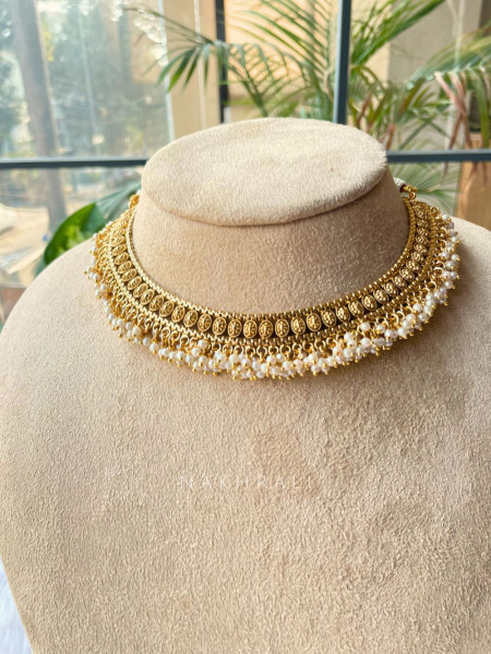 Anika Golden Pearl Choker Set