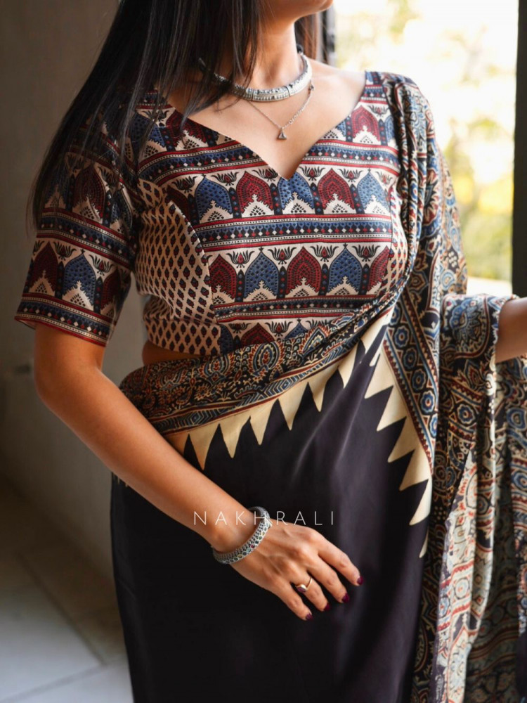 Image of Nirva Cream Assorted Modal Silk Printed Blouse