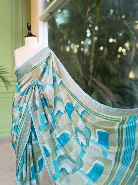 Arelia Blue Art Silk Saree with Woven Border