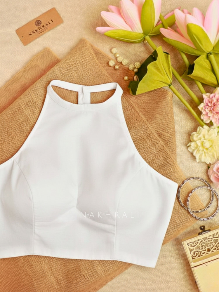 Image of Diva White Cotton Solid Blouse