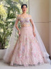 Aveline Pink Lehenga with Sequin &amp; Pearl Detailing