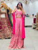 Serenya Pink Sequin Palazzo Set with Choker Dupatta