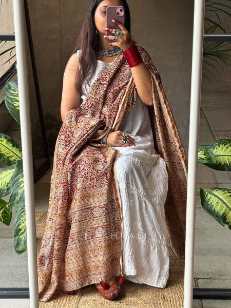 Prem Kalamkari Maheshwari Dupatta