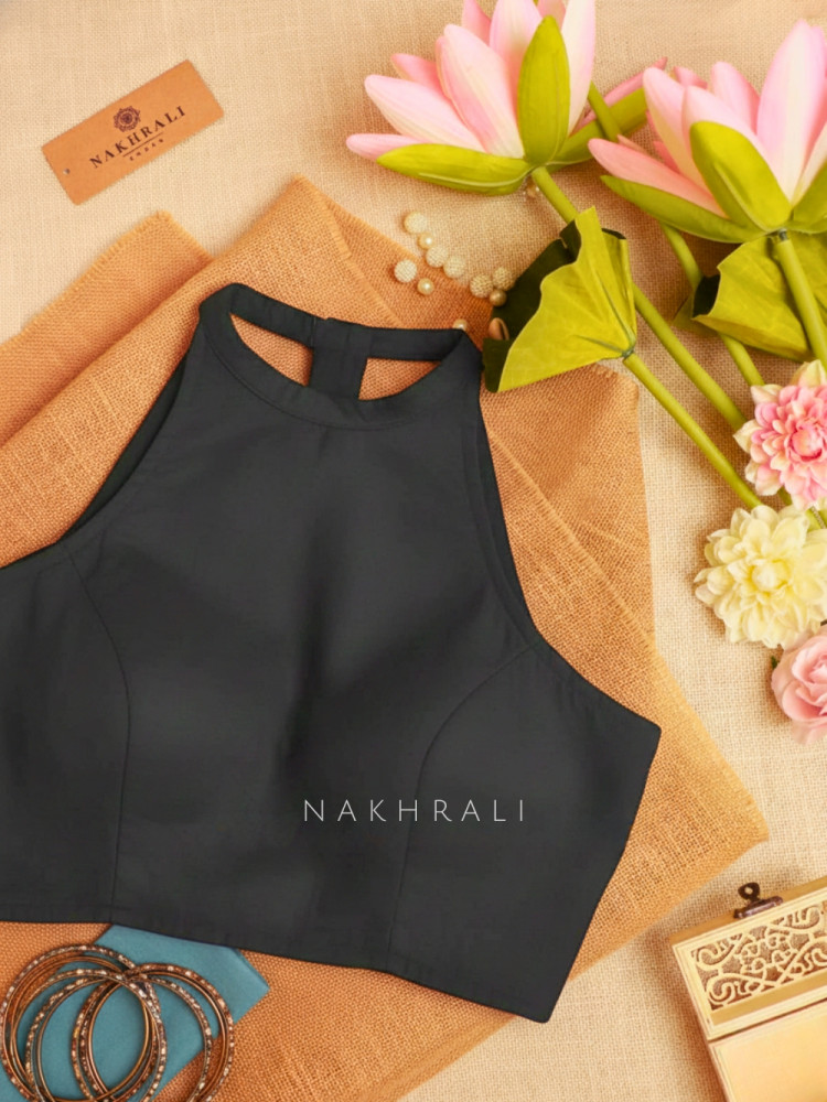 Image of Diva Black Cotton Solid Blouse