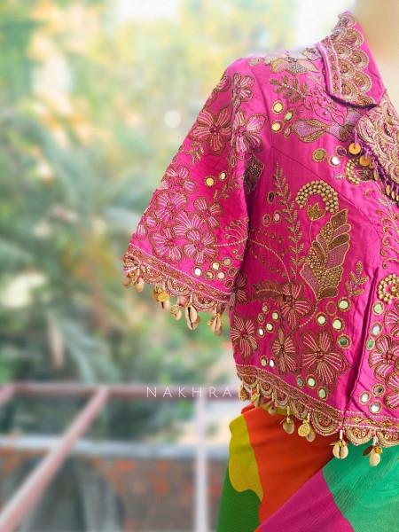 Colorwave Multicolor Printed Saree with Embroidered Jacket Set